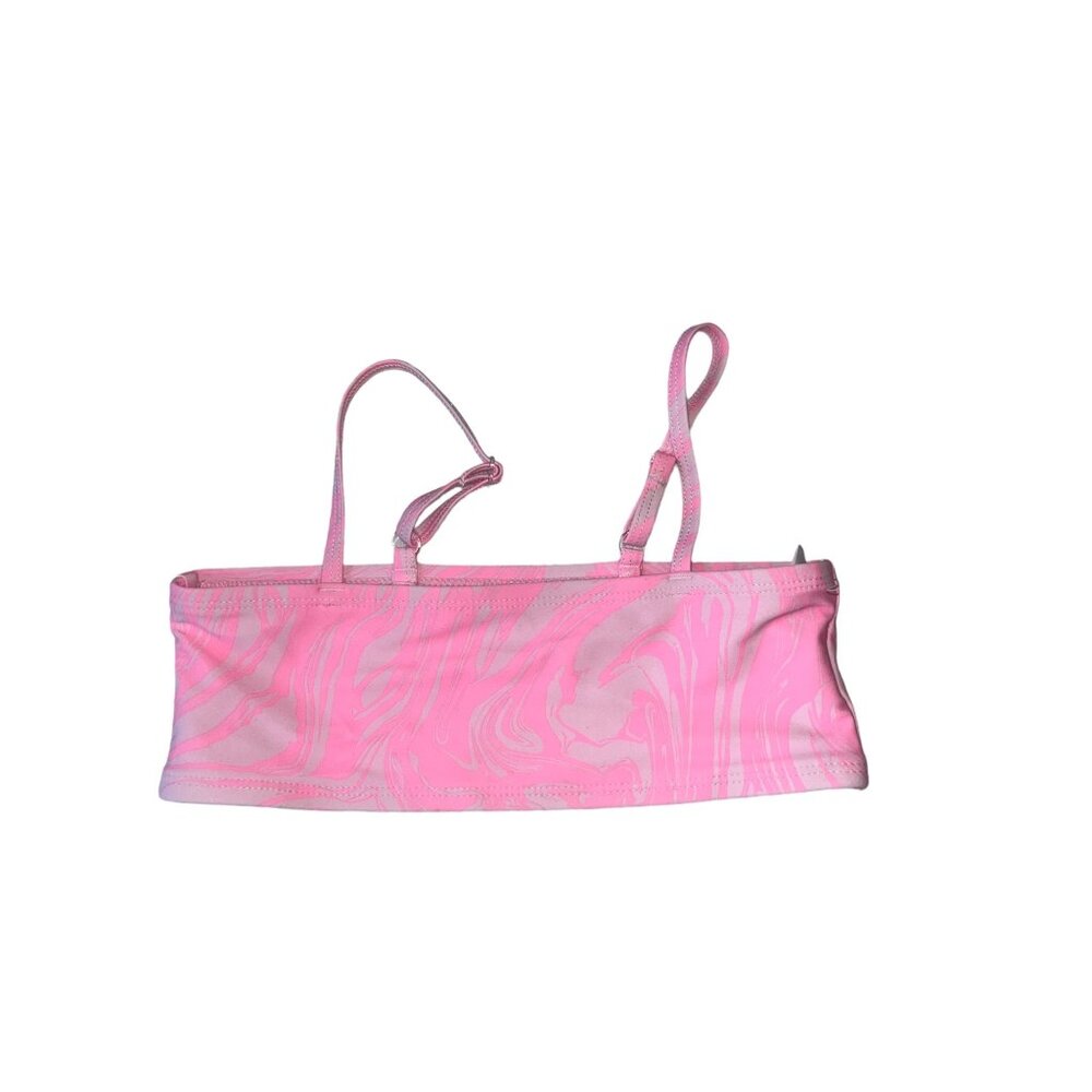 Old Navy Bikini Top Pink Marble Bandeau Bikini Top Girls Small Youth Swimwear